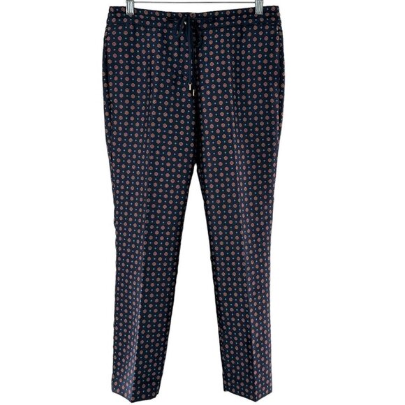 J Crew Blue & Orange Foulard Twill Drawstring Waist Dress Pants Size 2 - Picture 3 of 7